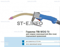 Сварочная горелка TBi MOG 70 (без корпуса) для сварки самозащитной порошковой проволокой (без газа)  c переключателем - st-e.info - Тольятти