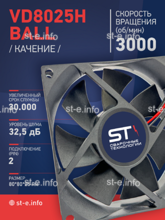 Вентилятор  VD8025H Ball (качения) 12V - st-e.info - Тольятти